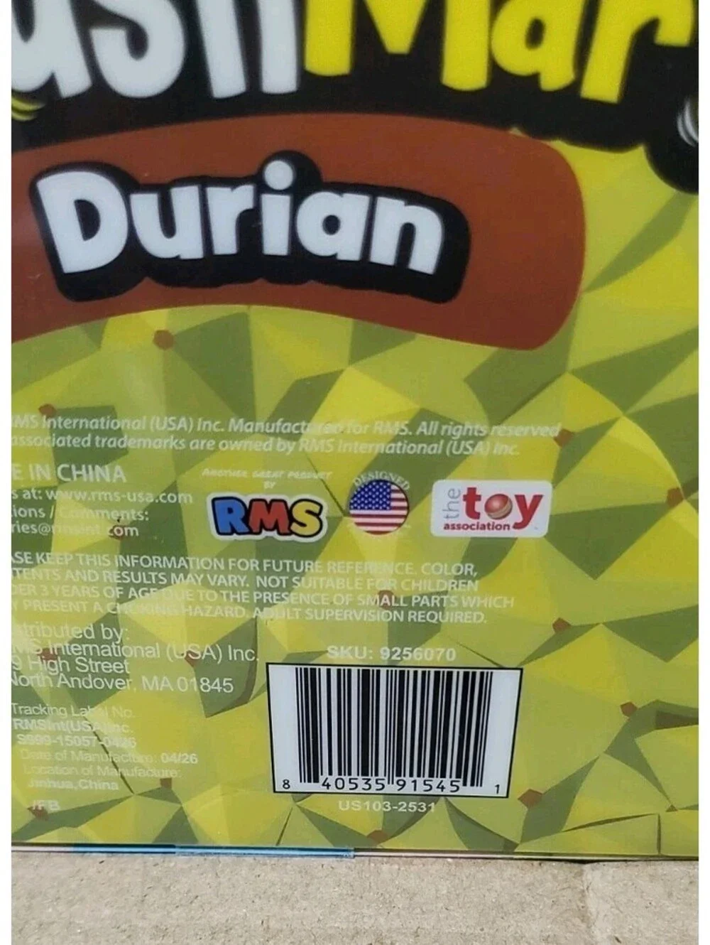 RMS SmushMart Durian Squishy Toy Squeeze Stretch Novelty Sensory Toy NIB